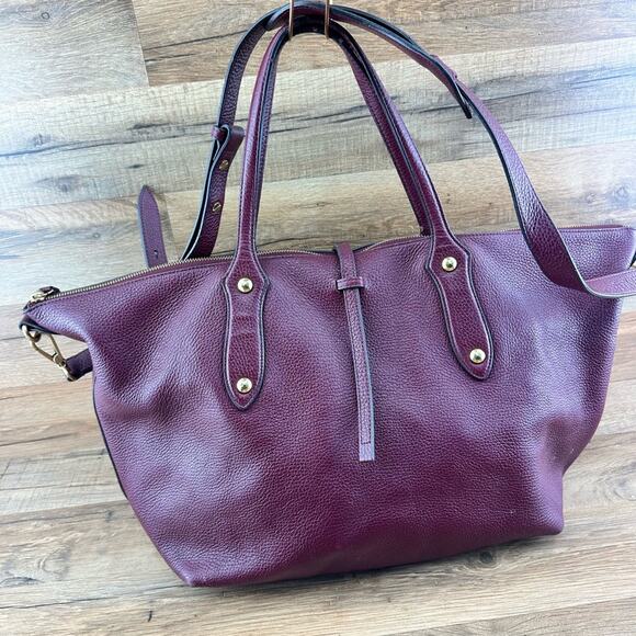 Annabel Ingall Isabella Purple Pebbled Leather Large Tote Satchel Bag - Picture 12 of 15